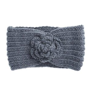 Bandeau cheveux hiver en laine à fleur Biljana gris ardoise, Mon Petit Bandeau